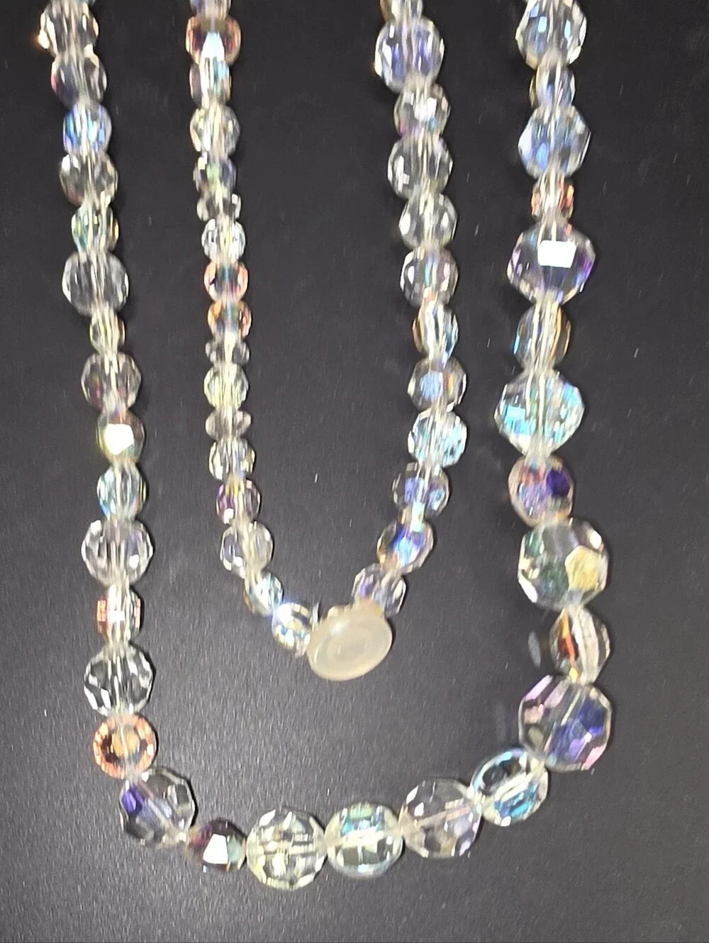 Aurora Crystal Bead Necklace - Iridescent Clear